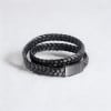 Bracelet homme cuir tresse fermoir acier aimante