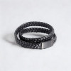 Bracelet homme cuir tresse fermoir acier aimante