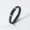 Bracelet personnalise cuir tresse homme gourmette acier