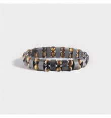 Men's Black hematite Magnetic Polished Double Line Bracelet