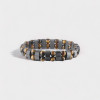 Bracelet homme gourmette hematite magnetique perle noir double ligne