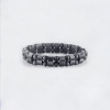 Bracelet homme gourmette hematite magnetique perle noir double ligne