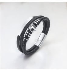 Bracciale da uomo in pelle personalizzato multilinea cordolo albero della vita