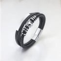Personalized leather bracelet for men with multi-line curb chain tree of life