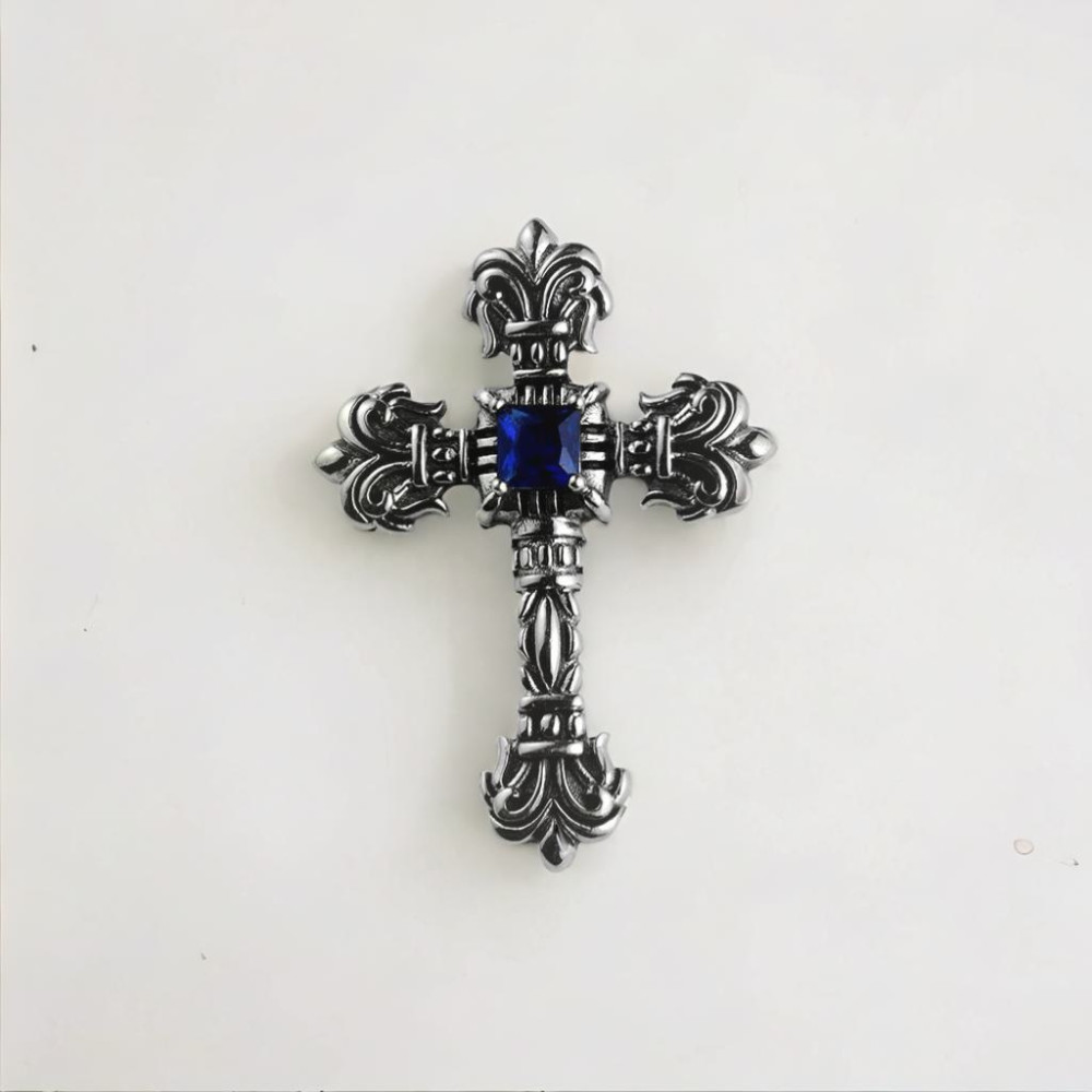 Men's Sterling Silver Celtic Cross Zirconia Inlay Pendant