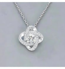 Collar de plata de ley 925 con colgante de nudo y bola de circonita