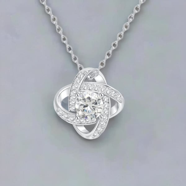 Sterling Silver Cubic Zirconia Inlay Knot Ball Pendant