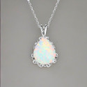 Pendentif collier argent rhodie goutte eau opale