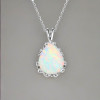 Opal-Wassertropfen-Halskettenanhänger aus Rhodiumsilber