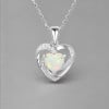 Ciondolo a catena in argento con cuore di zirconio opale