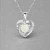 Opal-Zirkonium-Herz-Silberkettenanhänger