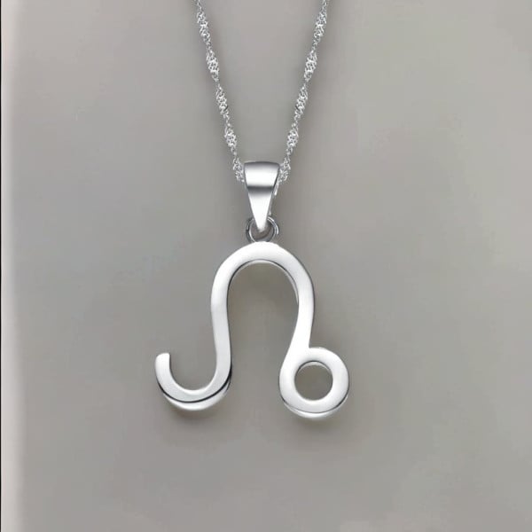 Collar de plata con colgante del zodiaco Leo para hombre