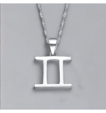 Gemini Zodiac Necklace in 925 Sterling Silver – Duality, Communication, and Astrological Symbol