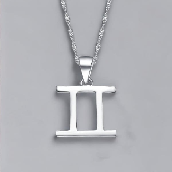 Sterling Silver Gemini zodiac pendant necklace 2594