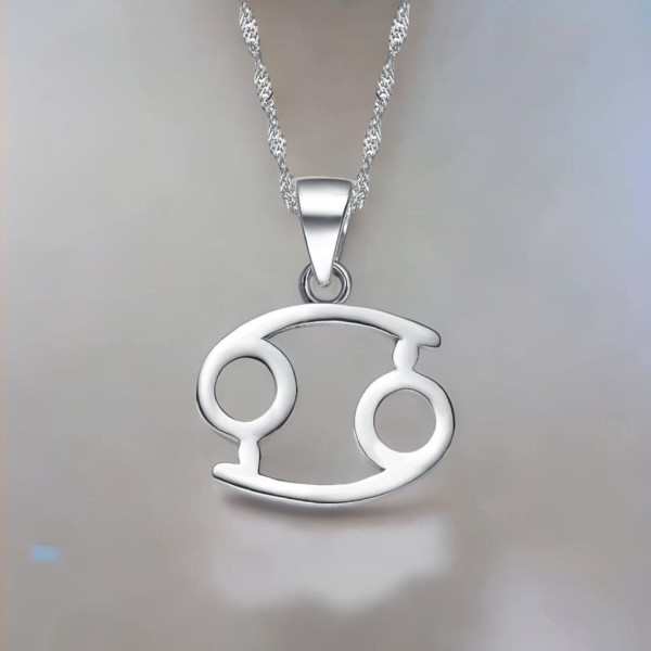 Collana da uomo in argento con zodiaco Cancro