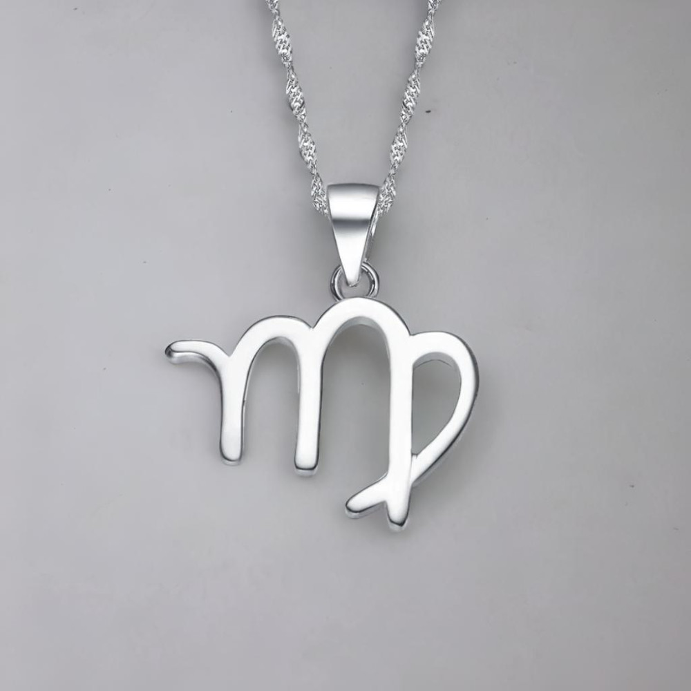 Sterling Silver Virgo zodiac pendant necklace