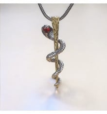 Pendentif Bâton d’Asclépios en Argent 925 pour Homme – Symbole de guérison, savoir et énergie vitale