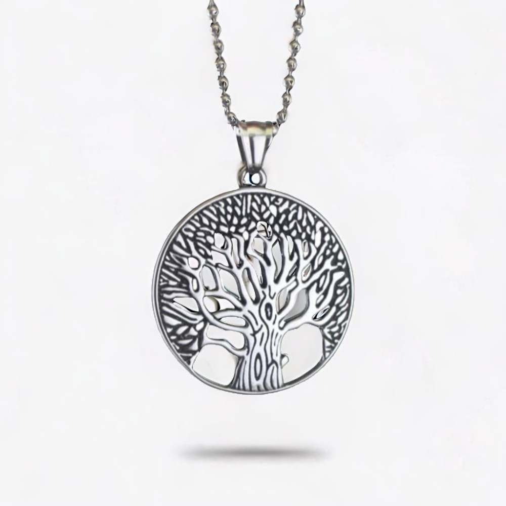 Colgante de plata 925 redondo árbol de la vida medallón celta