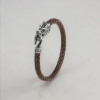 Braided Leather Bangle with Steel Dragon Clasp