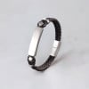 Bracelet personnalise cuir gourmette acier homme double cordon personnalisable