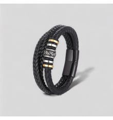 Celtic multi cord braided leather bracelet with steel clasp