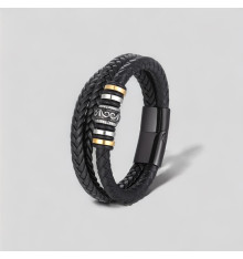 Keltische gevlochten leren armband met meerdere koorden en stalen sluiting