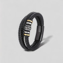 Bracelet cuir tresse multi cordons celtique fermoir acier
