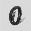 Bracciale celtico multicorda in pelle intrecciata con chiusura in acciaio