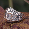Men's Sterling Silver Adjustable Open Fleur de lys Biker Ring