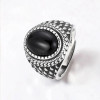 Bague argent ouvert chevaliere homme onyx ovale noire