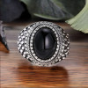 Bague argent ouvert chevaliere homme onyx ovale noire