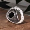 Bague argent ouvert chevaliere homme onyx ovale noire
