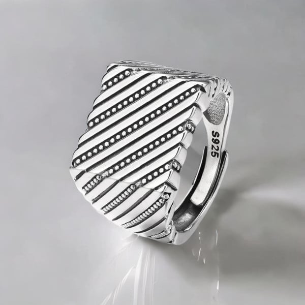 Bague argent ouvert chevaliere homme carrée