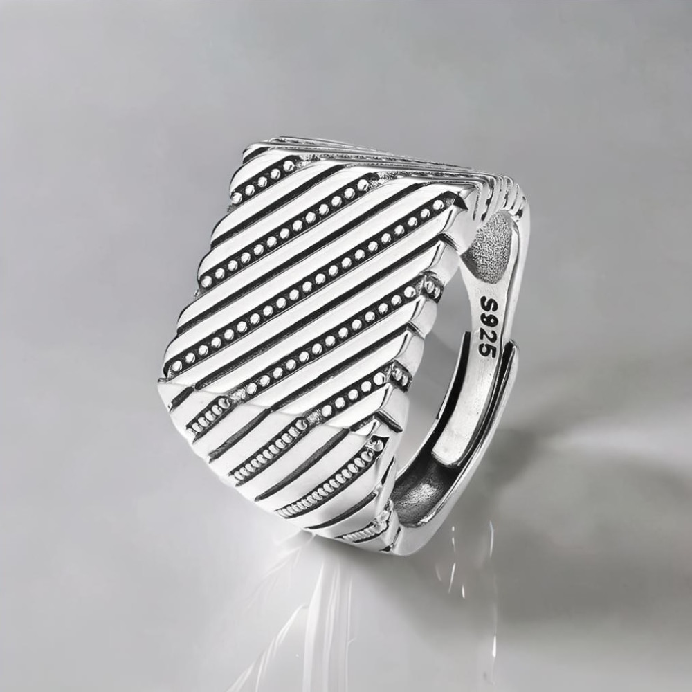 Bague argent ouvert chevaliere homme carrée