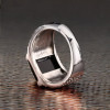 Bague argent ouvert chevaliere homme onyx carrée noire