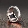 Bague argent ouvert chevaliere homme onyx carrée noire