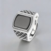 Bague argent ouvert chevalière homme onyx noire