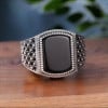Bague argent ouvert chevalière homme onyx noire