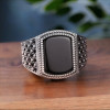 Bague argent ouvert chevalière homme onyx noire