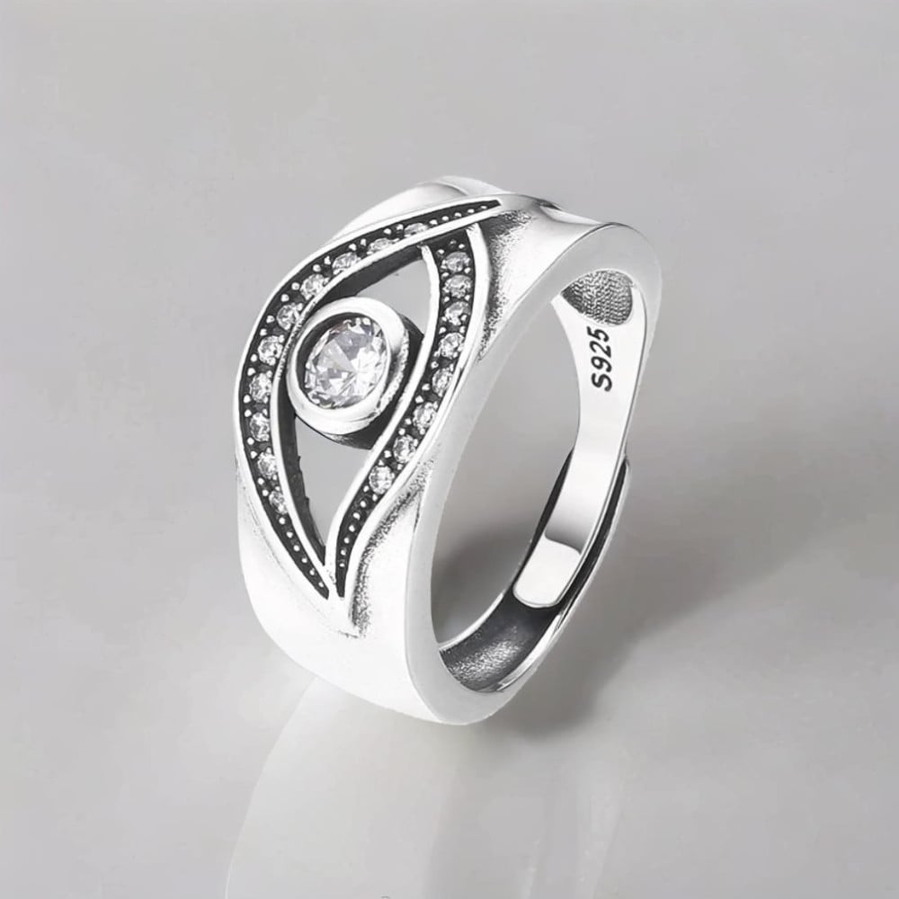 Bague argent ouverte oeil de dieu zirconium
