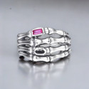 Silver skeleton hand ring