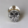 Anello in argento aperto cavaliere uomo teschio barbuto nel cappello