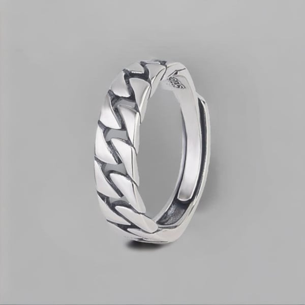 Bague argent homme chaine tresse ouvert
