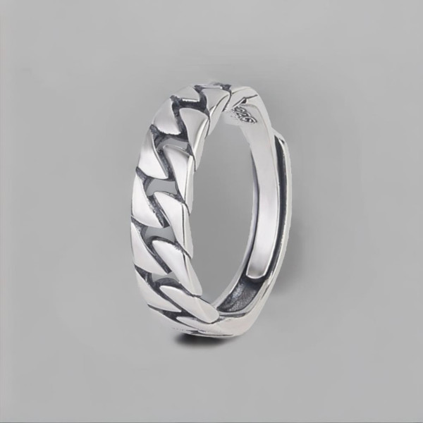 Men's Sterling Silver Chain Open Ring