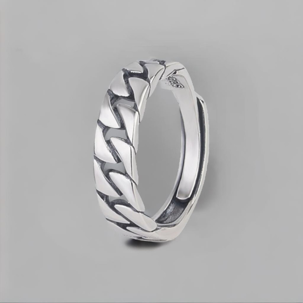 Men's Sterling Silver Chain Open Ring