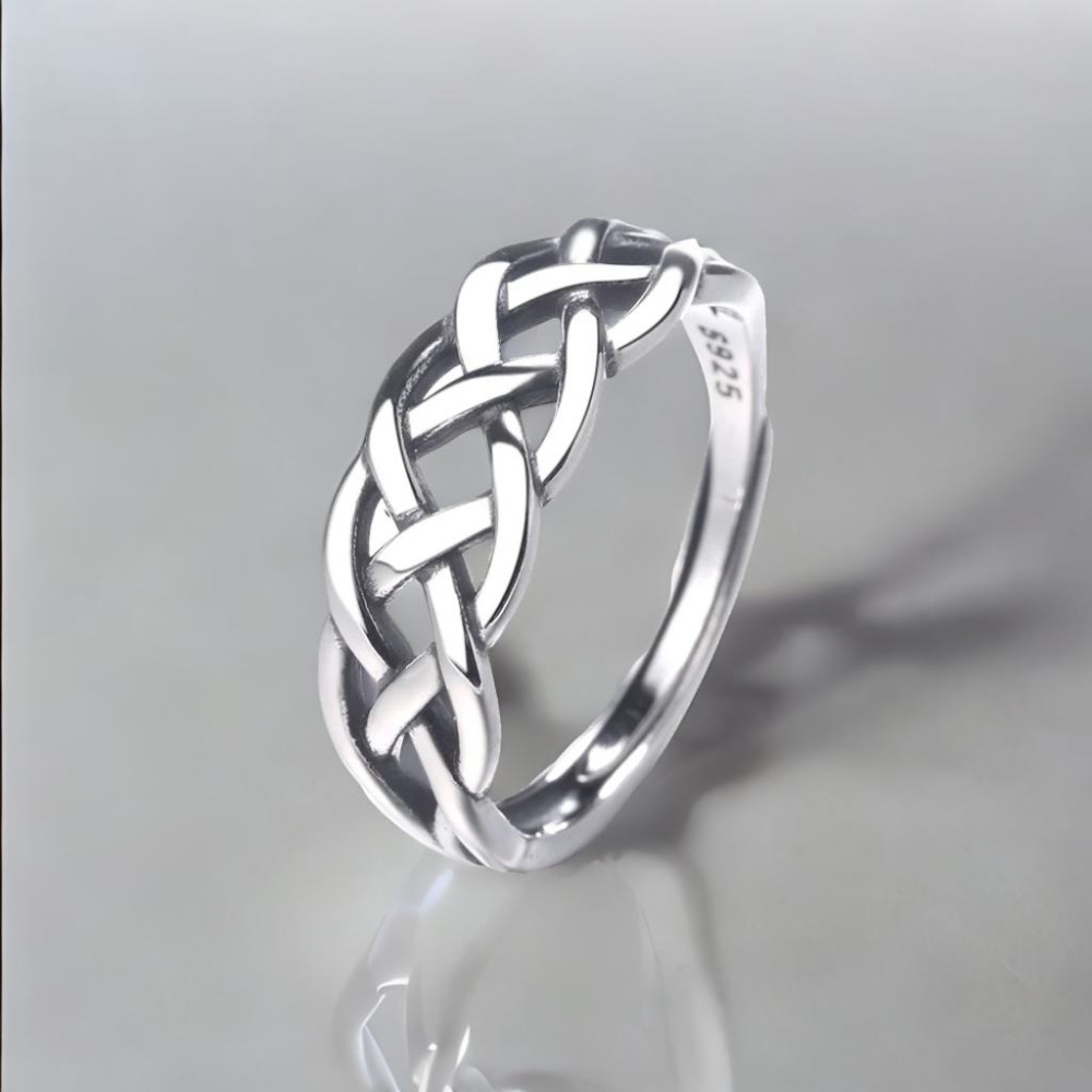 Anello aperto in argento con catena cubana (Dupliqué)