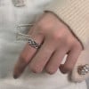 Open zilveren ring met Cubaanse ketting (Dupliqué)