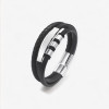 Bracelet personnalisable cuir homme multi ligne gourmette acier