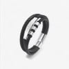 Bracelet personnalisable cuir homme multi ligne gourmette acier