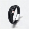 Bracelet homme cuir noir ballon football personnalisable